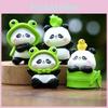 Cute Panda Embracing Bamboo With Frog Headwear Mini Model For Kids And Collectors
