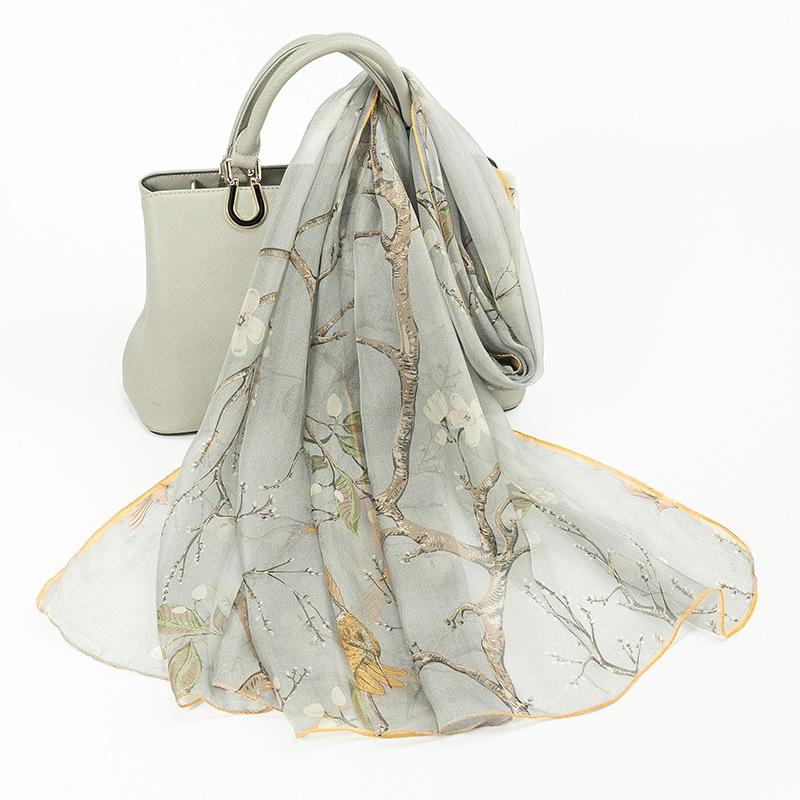 Shanghai Story New Mulberry Silk Scarf Women's Summer Thin Versatile Printed Shawl Mom Gift Scarf