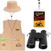 Yewong 4 Pieces Kids Dinosaur Paleontologist Vest and Hat Costume for Dinosaur Explorer Activity Zoo Jungle Party Halloween
