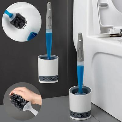 Reinigungsmittel, nachfüllbares Toilettenbürsten-Set, Wandmontage mit Halter, Silikon-TPR-Bürste für Eckreinigungswerkzeuge, Badezimmerzubehör