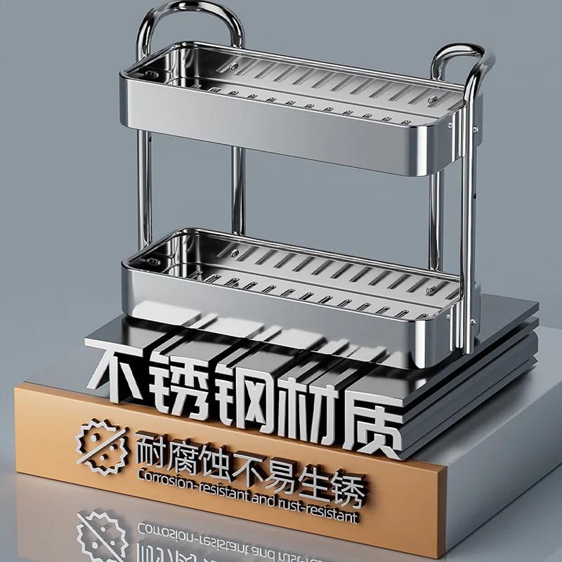 Kitchen Shelves Stainless Steel Kitchen Countertop Corner Storage Organizer Multi-layer Spice Triangular Storage Rack
