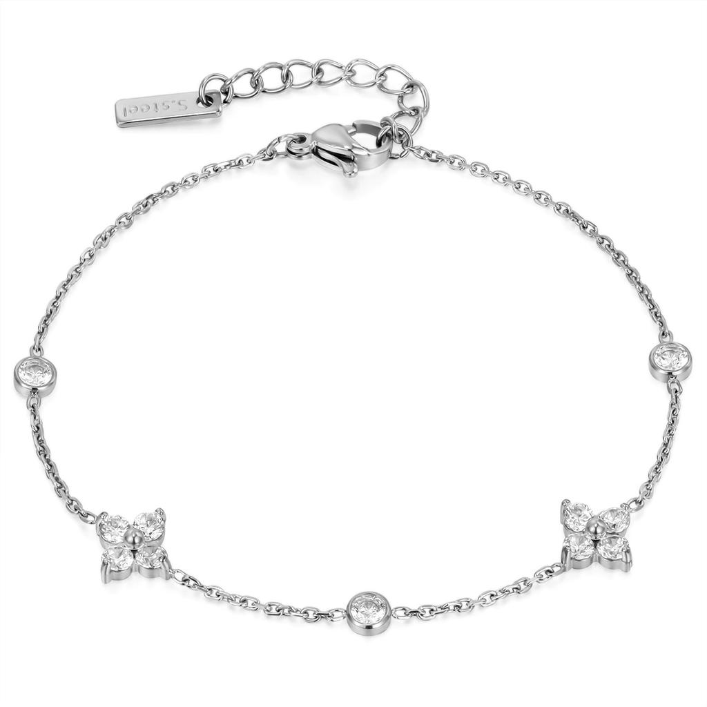 Fashion Women's Bracelet Custom Jewelry No Tarnish Waterproof Stainless Steel Minimalist Exquisite Zircon Versatile Bangle