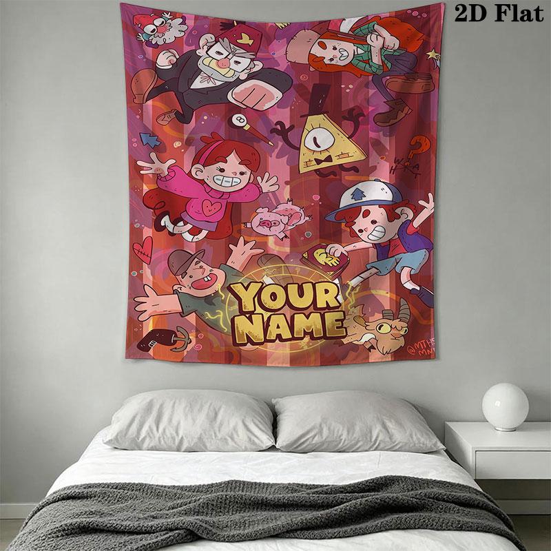 Custom Gravity Falls Wall Hanging Printed Fabric Blanket Decorative Tapestries for Bedroom Living Room Home Decor
