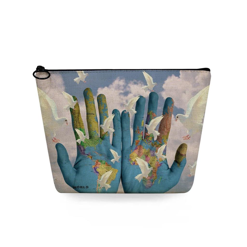 Women Dove of Peace Print Cosmetic Bag Toiletries Organize Travel Storage Case 6712