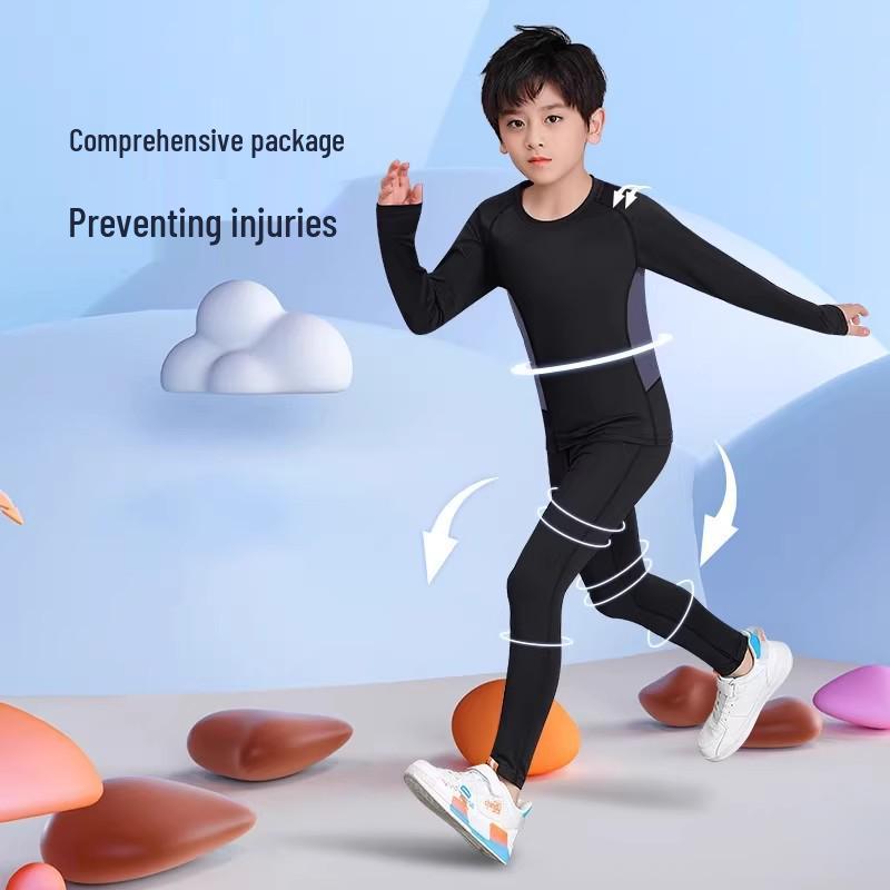 Children's Quick-Drying Sports Suit: Boys Basketball Compression Shirt & Football Base Layer for Spring Training
