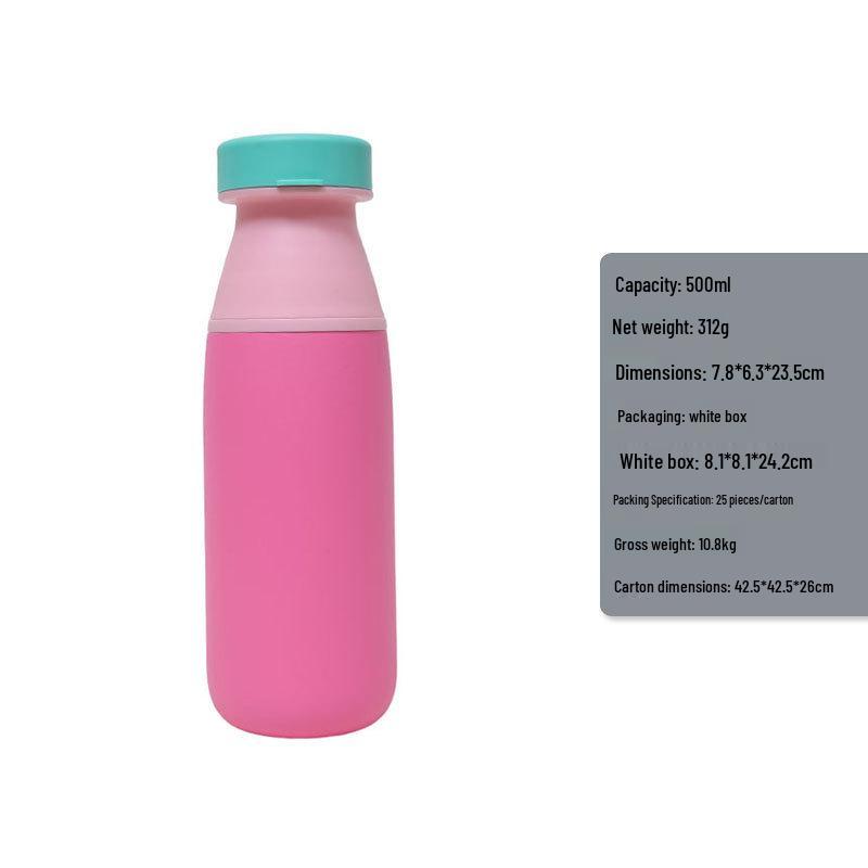 500ml Double-Layer Stainless Steel Children s Thermos with Straw - Fashionable Dopamine Design 500ml