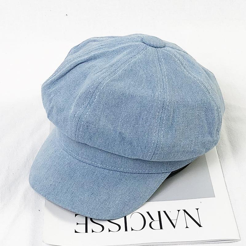 

Синяя джинсовая восьмиугольная шляпа для девочек, литература и искусство в стиле Харадзюку, шляпа газетчика, шляпа фотографа, мужской винтажный берет M（56-58cm）