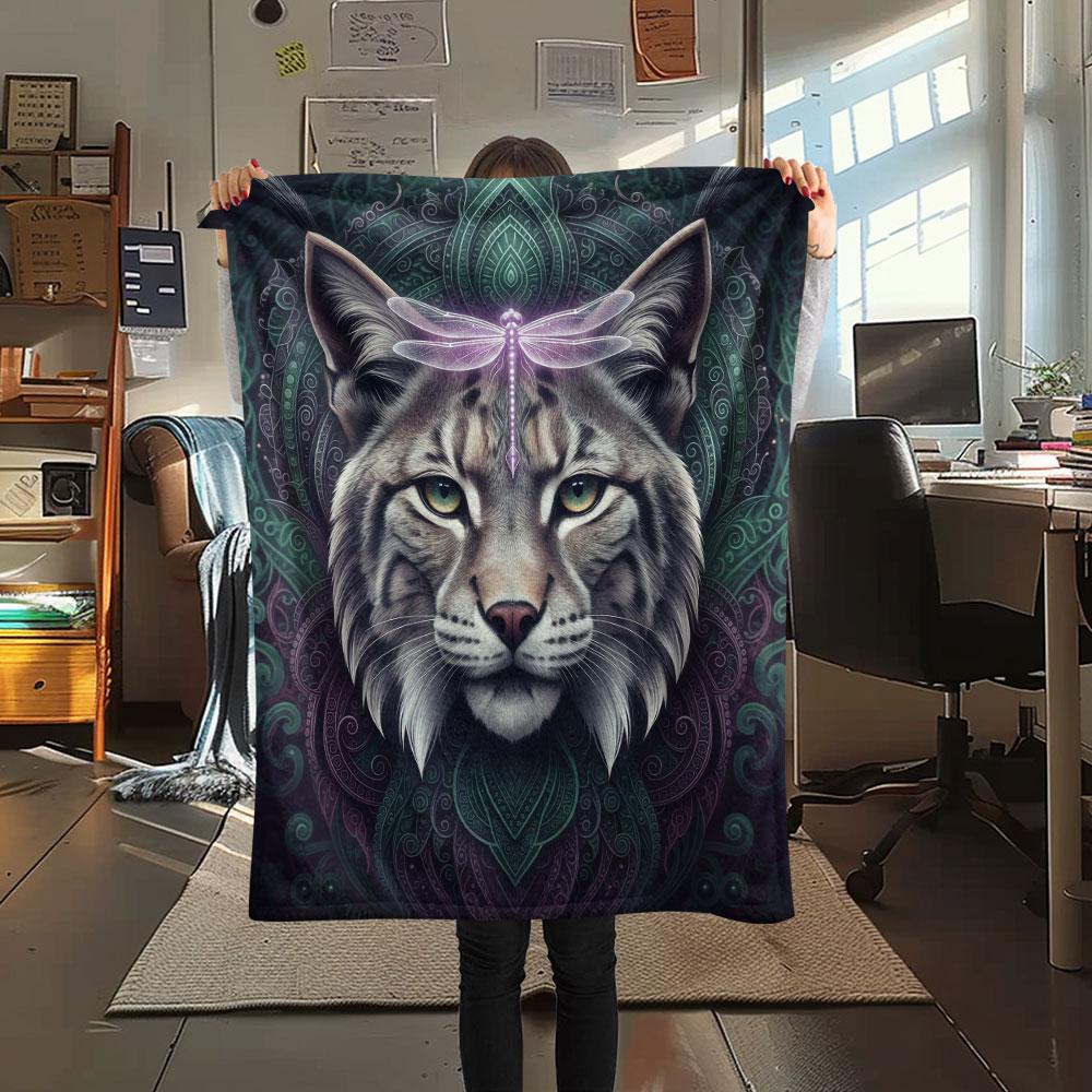 1Pc Mayan-styleanimals Print Flannel Blanket, High quality Comfortable for All Seasons, Home Decor, Warmth and Comfort, Perfect for Christmas Gifts