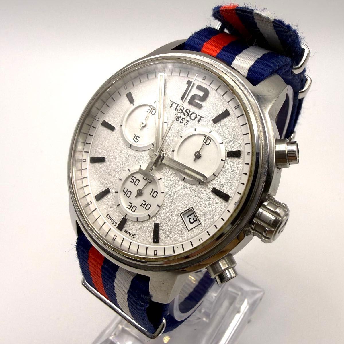 Used Final price reduction! [Working/New Battery] TISSOT Quickster Chronograph Men s Watch Genuine Band
