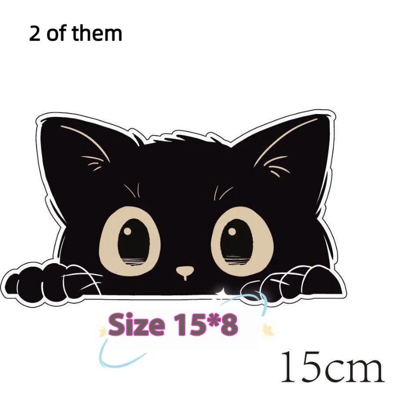 Thief Cat with Big Eyes Car Sticker, Waterproof PVC Material; Car Styling Decor Accessories, Poor Cat Car Decals