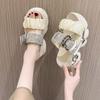 Fashion European Rhinestone Buckle Thick Bottom Higher Slope Heel Sponge Cake Casual Women's Summer New High Heel Sandals Slippers