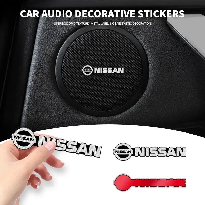 2025 Hot 2/4pcs Car Accessories Auto Audio Aluminum Speaker Stereo Stickers For Nissan Qashqai Tiida J10 J11 2019 Styling Access