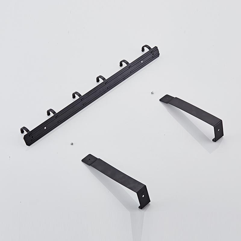 Hotel Household Fittings Metal Door Hanging Clothes Rack Kitchen Solid Black Over the Door Steel Bathroom