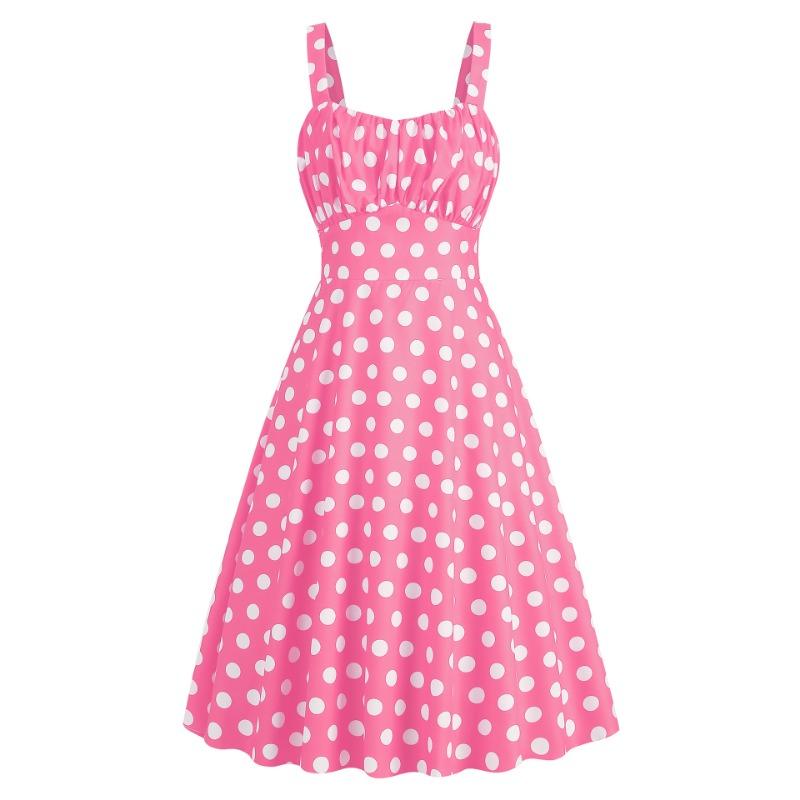 Source Ss Retro Suspender Neck Dual-purpose Polka Dot Thin Dress