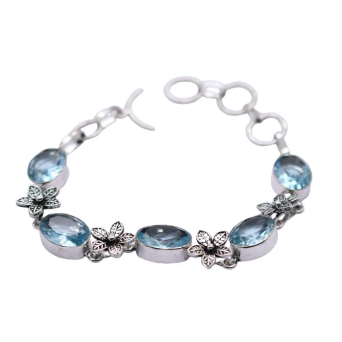 Blue Topaz Gemstone Handmade Bracelet Jewelry BR 164