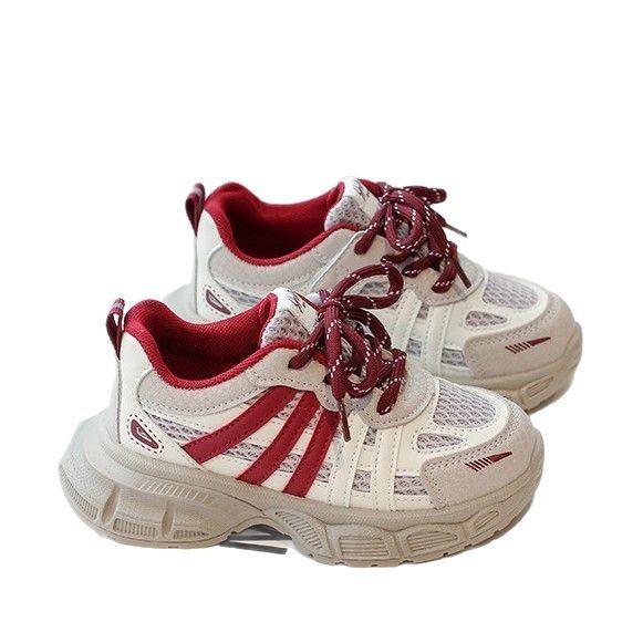 Classmate 2025 Frühling und Herbst Mädchen Gestreifte Sneakers Kinder Mesh Daddy Schuhe Leichte Trainingsschuhe Jungen Laufen
