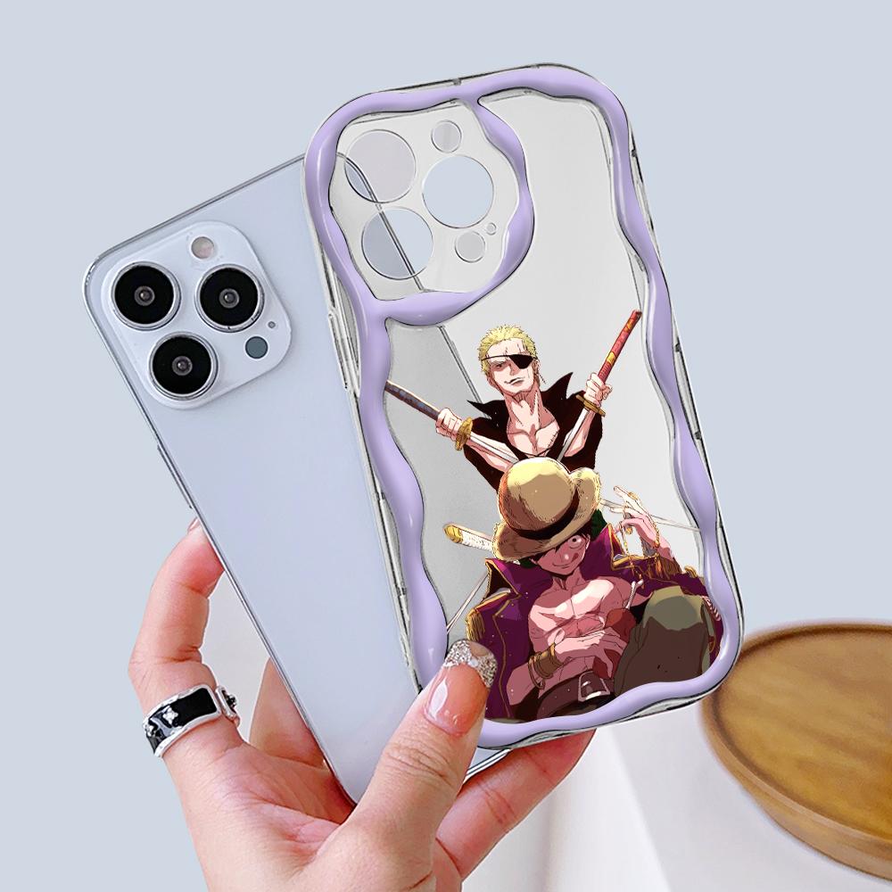 Kreslený vzor krémová textura pouzdro vlnitý okraj měkký silikonový kryt pouzdro na telefon pro iPhone Samsung Huawei Honor Xiaomi Redmi OPPO Realme Vivo Infinix