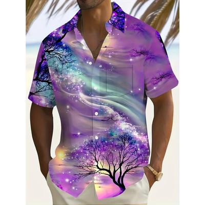 Summer Men's Tropical Printed Casual Button Short Sleeved Shirt