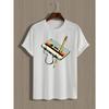European sizes Men's Retro Cassette Print T-Shirt - Casual Crew Neck, Slight Stretch, Summer Knit Fabric Top