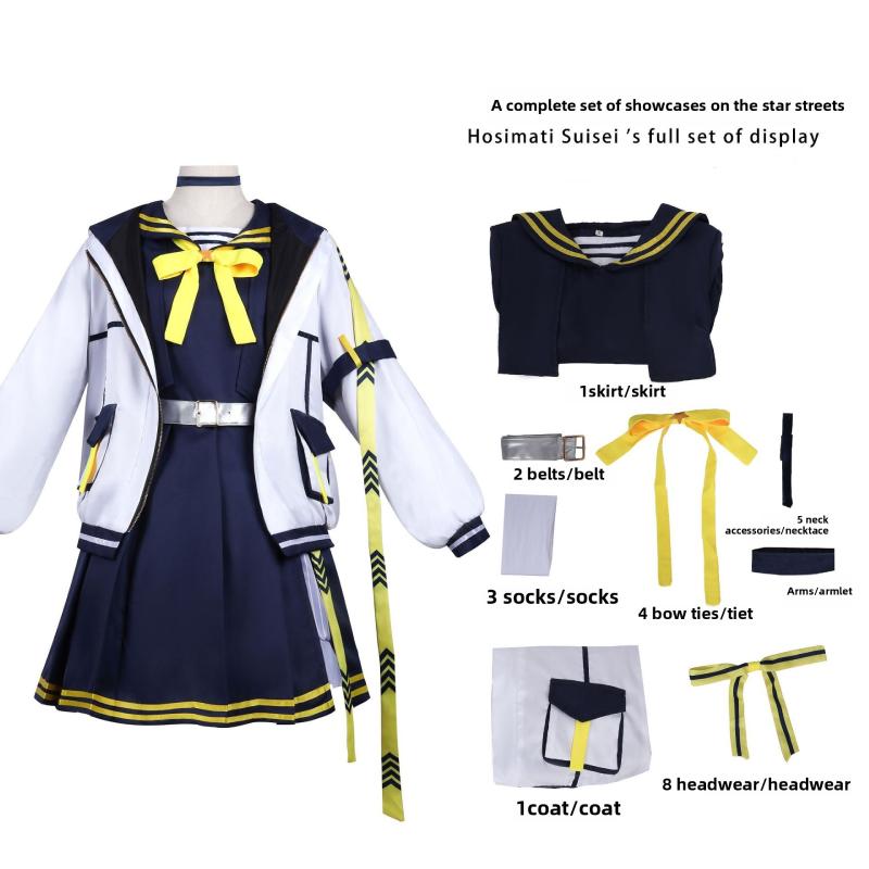 

Костюм для косплея Vtuber Hololive Hoshimati Suisei Аниме Выставка Набор для ролевой игры S