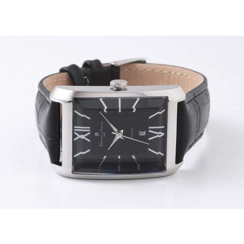 Salvatore Marra Men's and Women's Stainless Steel Watch, Black and Silver, Waterproof, Analog Quartz Movement, Business/Casual, Gift, Includes Cloth,