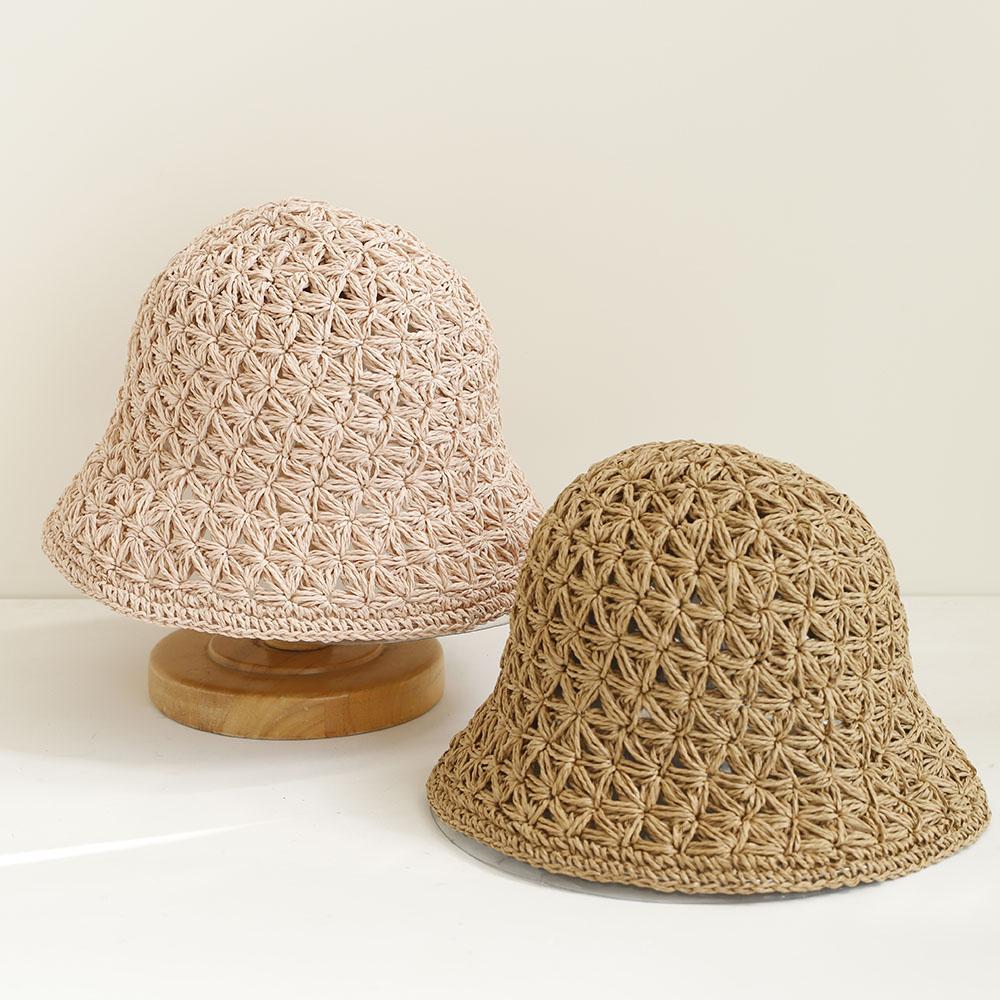 2026 NEW Handmade High Quality Minimalist Hollow-out Sun Hat Floppy Summer Hats For Women Beach Panama Straw Dome Bucket Hat