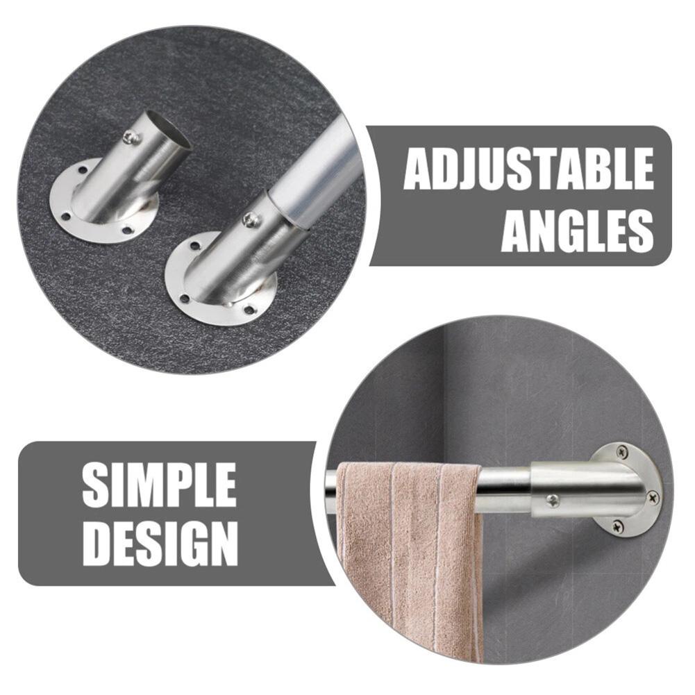 2PCS Stainless Steel Support Bracket Closet Corner Pole Bracket Support Holder Angle Flange Base End Supports Adjustable Angles