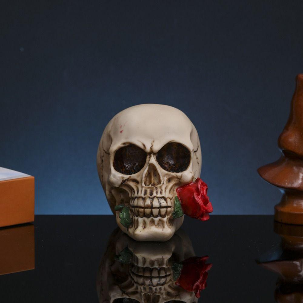 

Resin Artificial Skull Head Model Scary Fake Skeleton Ornament Halloween Skull Head Haunted House Style 4