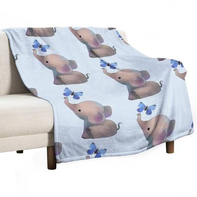 Elephant with a Butterfly Throw Blanket Beautifuls Blankets Ands Furrys Bed Linens Blankets