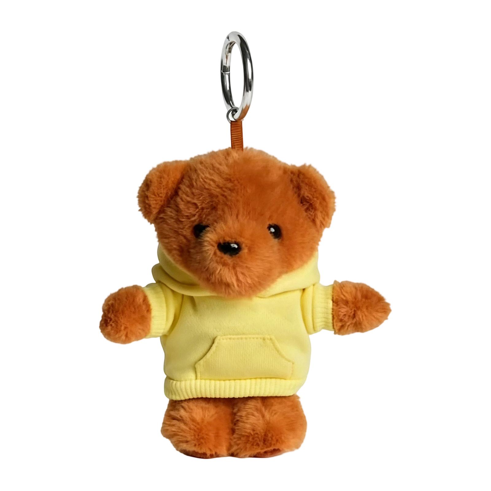 

Plush Teddy Bear Keychain Soft Stuffed Animal Doll with Hoodie Pocket Design Hanging Accessory for Bags Backpacks and Gifts One Size жовтий