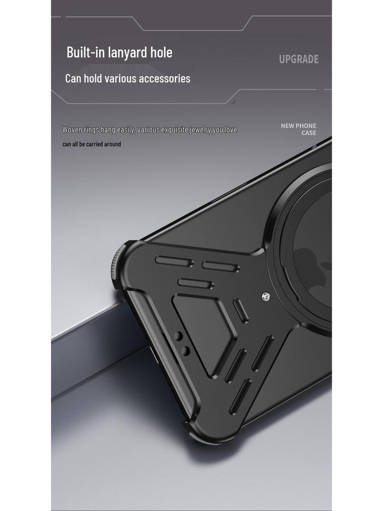 iPhone 17 Pro Max Magnetic Rotating Aluminum Phone Case - Drop-Proof, Heat Dissipating, Cross-Border Compatible
