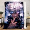 White-Haired Anime Character with Glowing Eyes Flannel Blanket for Bedroom, Living Room, Sofa, and Nap Sofas