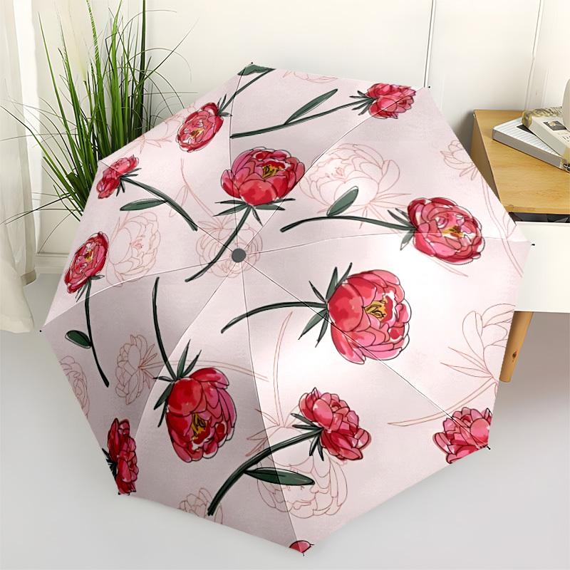1pc Floral Pattern Automatic Opening/Closing Umbrella with Operation & Windproof Canopy yy260311004