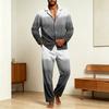 Men's Casual Pajama Set with Loose Fit Corduroy Pants and Printed Long Sleeve Lapel Collar Button-Front Top