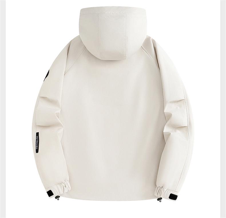 Men's Camouflage Hooded Jacket - Spring/Autumn, American Style, Solid Color, Youthful & Casual
