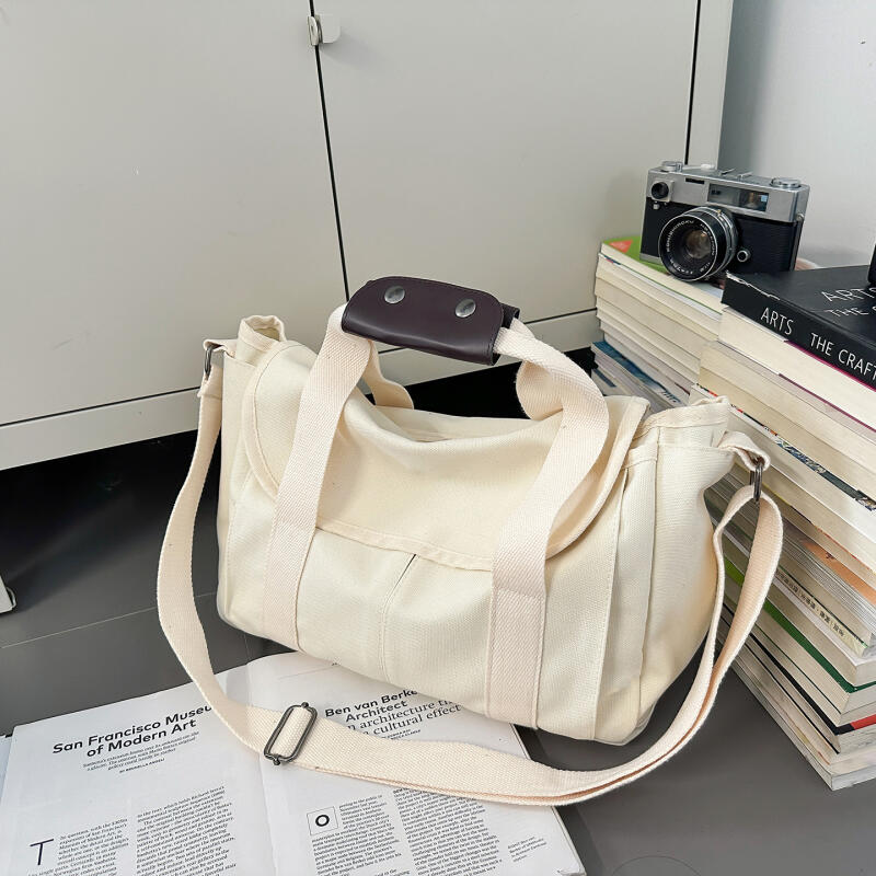 Canvas Bag Women's Crossbody Bag Men's Lightweight Commuting Shoulder Bag Large Capacity Student Class Bag
