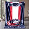 Columbus Blue Sports Style Flannel Fleece Blanket Cozy Warm Throw Blanket For Couch Bed Travel All Season Use