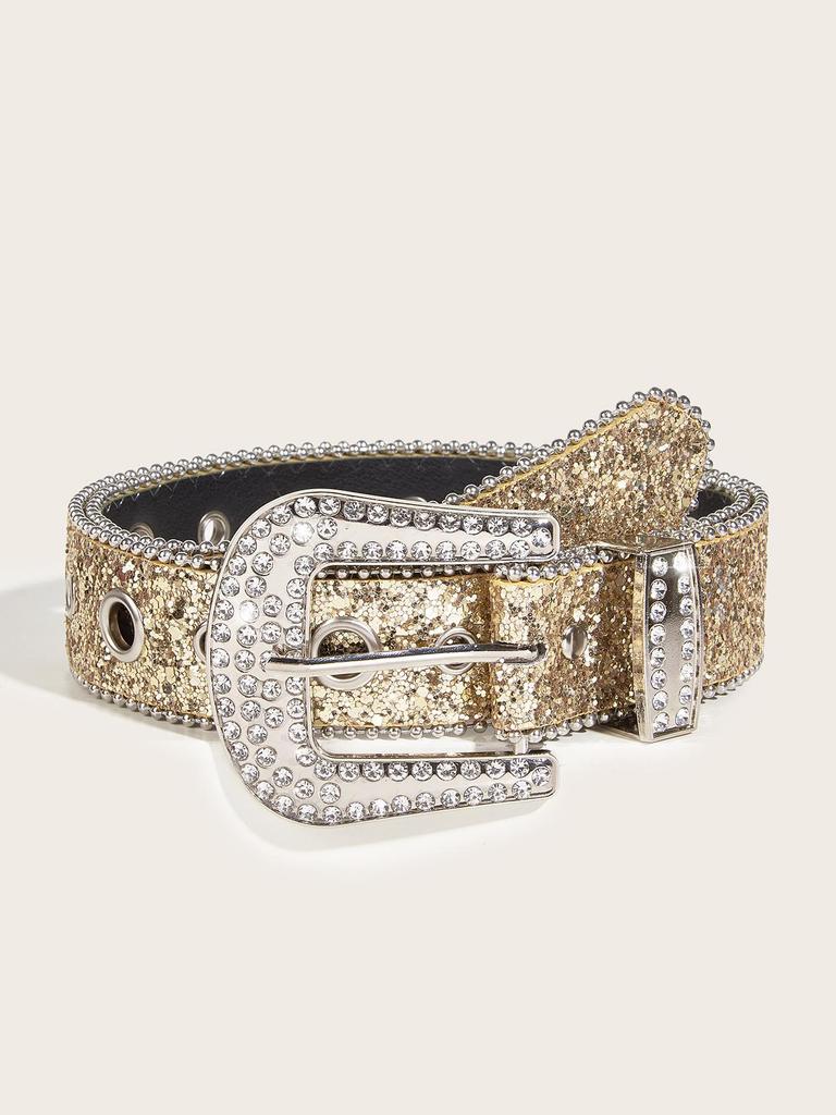Trendy Y2K Rhinestone Buckle Wide Waist Belt Chain for Women