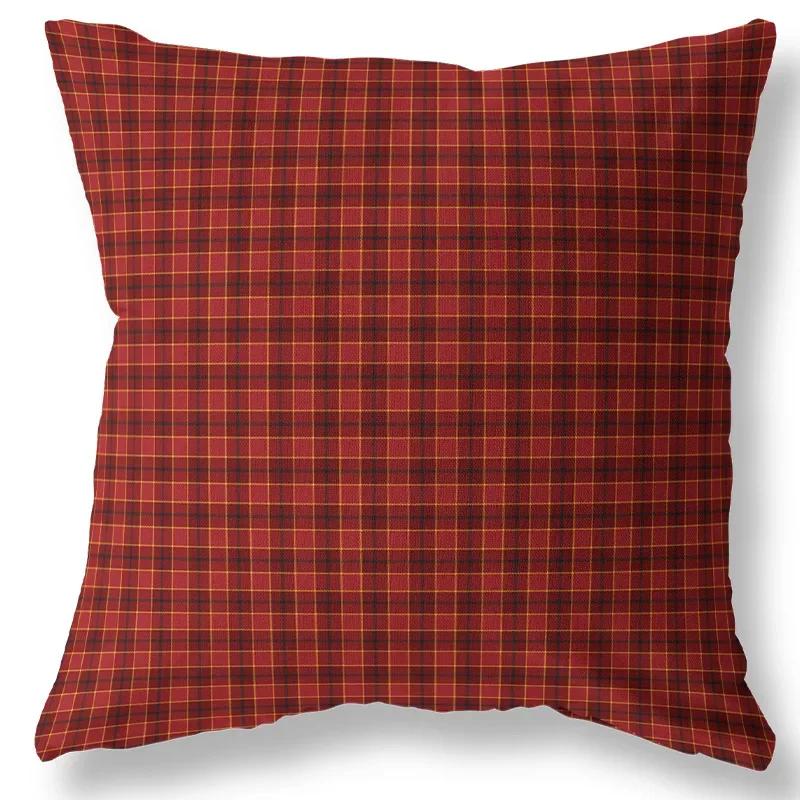 New Year s Christmas new pillowcase peach skin velvet plaid waist cushion square home decorations,(6) 30x30cm