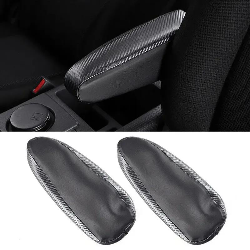 CarHome 2pcs Car Seat Armrest Cover Trim For Toyota FJ Cruiser 2007-2012 Carbon Fiber Leather Cushion Cover Armrest Protector NE