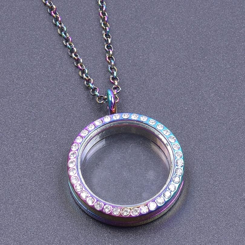 25/30/35/40 mm Locket Pendant Necklace For Women Men Accessories Rhinestone Cage Floating Locket Charms Necklaces Chain On Neck