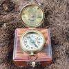 Vintage Brass Brass Antique Compass with Wooden Box Inside Made for the Royal Navy 100 Year Calendar Compass