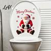 Holiday Home Decor Stickers Santa Claus Toilet Sticker Waterproof PVC Christmas Bathroom Decal for Atmosphere Wall Decoration Removable Snowflake