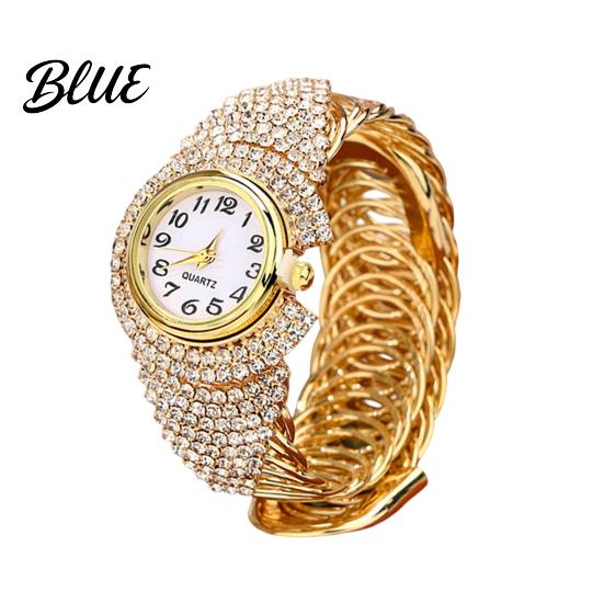 Orologio da donna con strass, al quarzo, quadrante rotondo, analogico, in lega