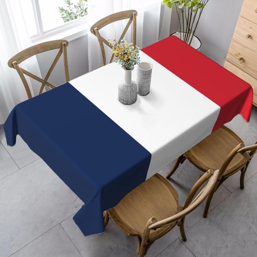 Red White Blue Stripes France Flag Rectangle Tablecloth for Table Decor Reusable Kitchen Dining Tablecloth Patriotic Party Decor