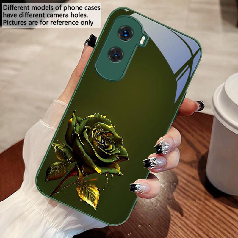 The Dark Golden Rose For Honor 200 90 8X 9X Pro Lite P50 P40 Nova 10 11i P60 Magic4 6 Mate 20 50 Tempered Glass Phone Case