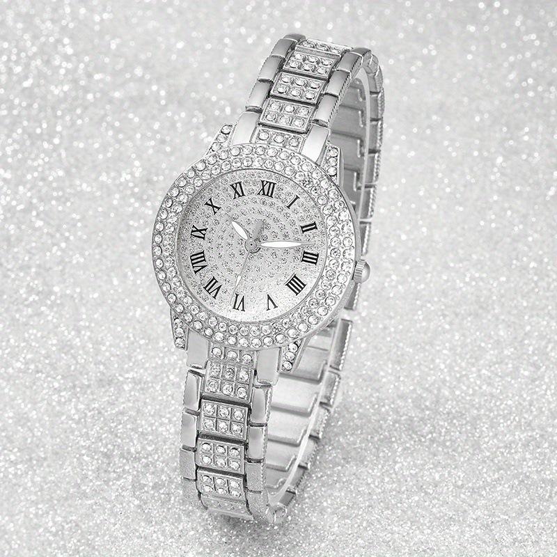 Ladies Watch Set, Steel Belt Full of Diamonds, High-end Quartz Watch Temperament, Business Leisure Watch Wholesale