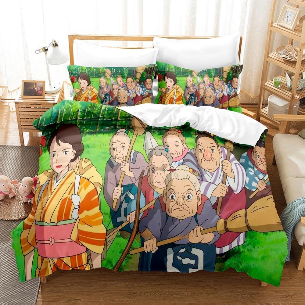 Pojken och hägern Sängklädesset Enkelt Twin Full Queen King Size Sängset Vuxen Barn Sovrum Påslakanset Anime Lakan Set