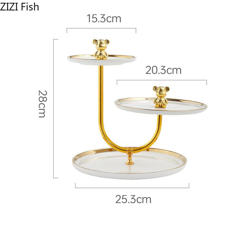 Three Layer Bear Fruit Plate Creative Candy Snack Dessert Plate Wedding Party Cake Display Rack Home Kitchen Ceramic Tableware