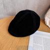 Color Classic Solid Retro Newsboy Cap Faux Suede Material Fall Winter Women